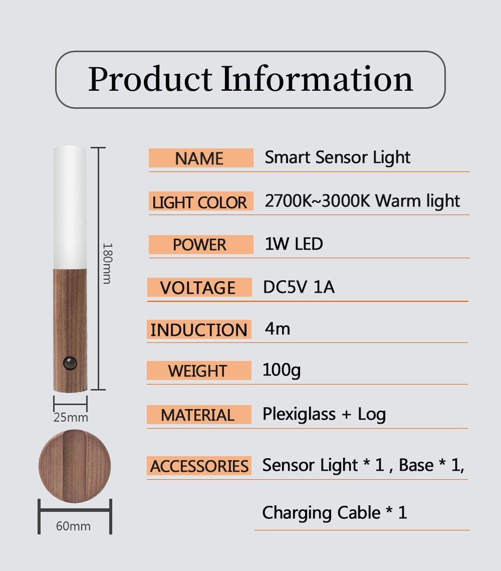 Luz LED inalámbrica con sensor de movimiento